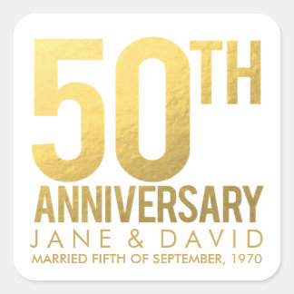 Gold 50th Anniversary Personalized Stickers