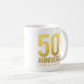 Gold 50th Anniversary Personalized White Mug (Front Right)