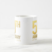 Gold 50th Anniversary Personalized White Mug (Center)