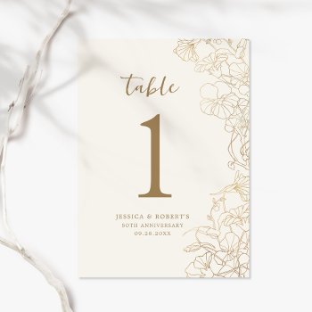 Gold 50th Anniversary Table Number by NineToFive_Factory at Zazzle