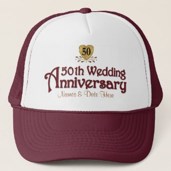 Gold 50th Anniversary Trucker Hat by SpiceTree_Weddings at Zazzle