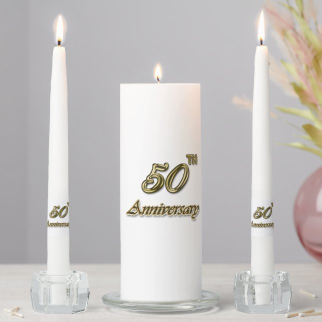 Gold 50th Anniversary Unity Candle Set (In Situ)