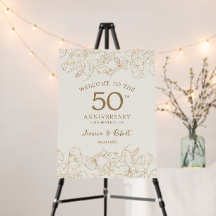Gold 50th Anniversary Welcome Foam Board