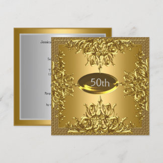 Gold 50th Birthday Anniversary Party Invitation