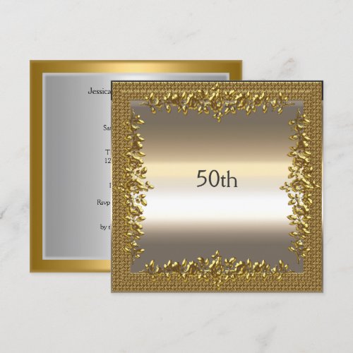 Gold 50th Birthday Anniversary Party Invitation