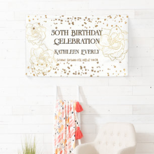 Gold 50th Birthday Celebration  Banner