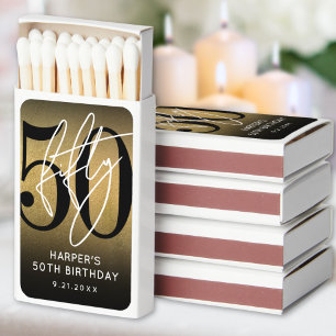 Gold 50th Birthday Matchboxes