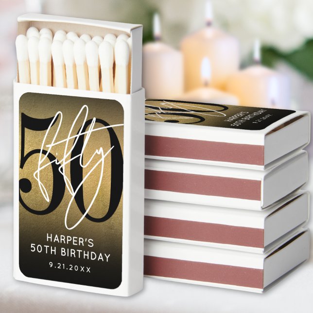 Gold 50th Birthday Matchboxes (Gold 50th Birthday Matchboxes)