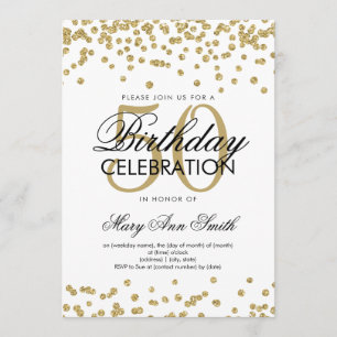 Gold 50th Birthday Party Elegant Glitter Confetti Invitation