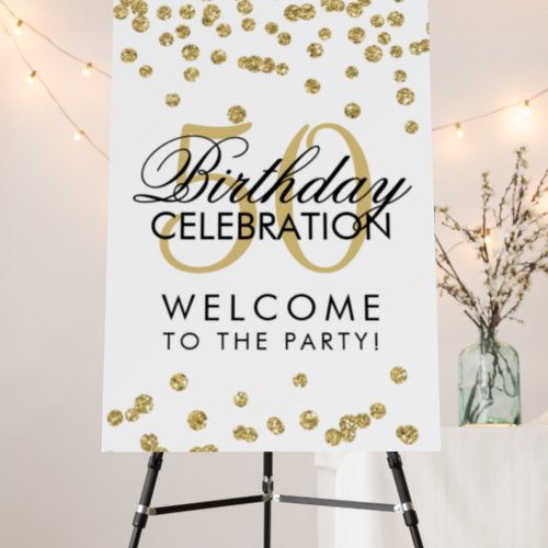 Gold 50th Birthday Party Glitter Confetti Foam Board