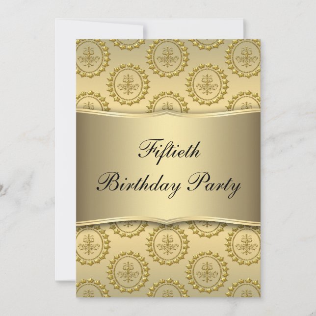 Gold 50th Birthday Party Invitation (Front)