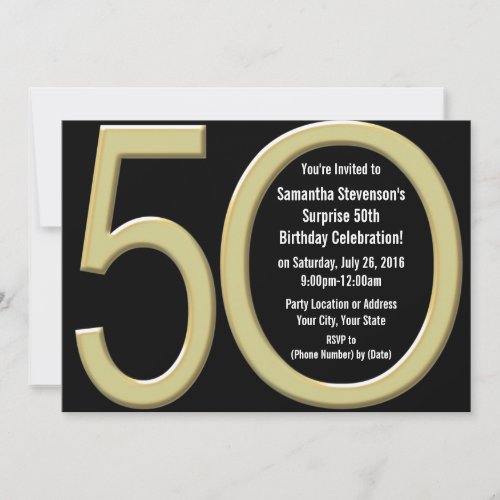 Gold 50th Birthday / Party Invitation