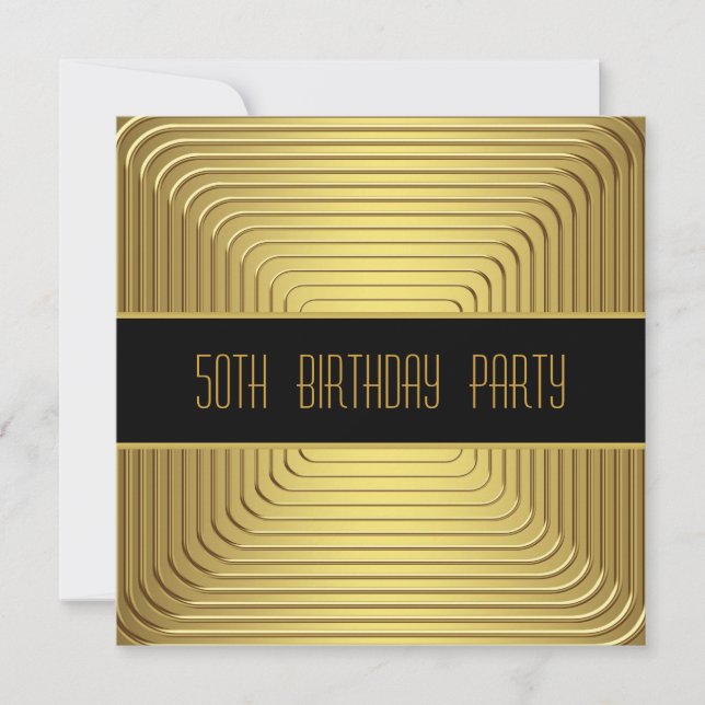 Gold 50th Birthday Party Invitation (Front)