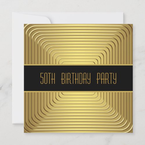 Gold 50th Birthday Party Personalized Announcement