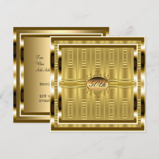 Gold 50th Birthday Party  Invitation Gold