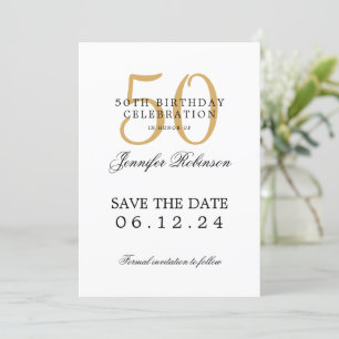 Gold 50th Birthday Party Save the Date Invitation