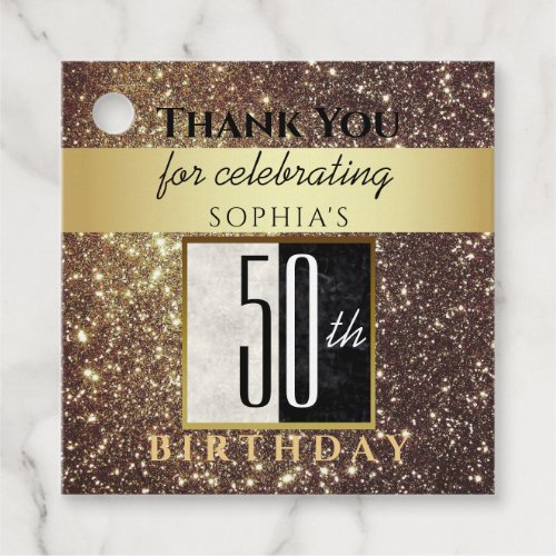 Gold 50th Birthday Thank You Favor Tags