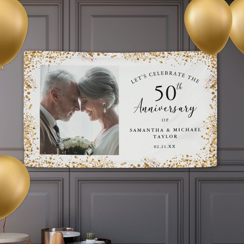 Gold 50th Wedding Anniversary Banner