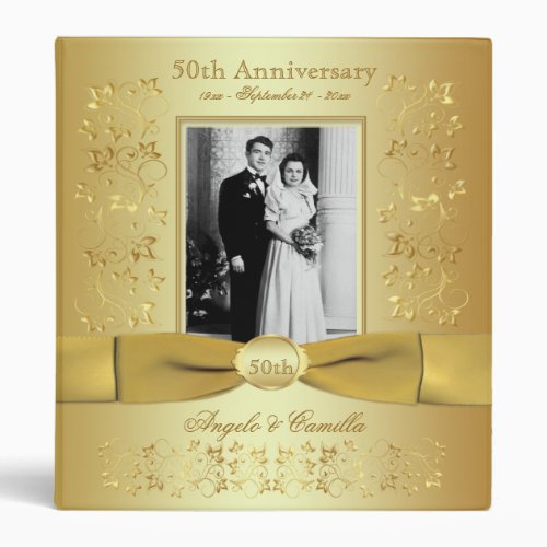 Gold 50th Wedding Anniversary Binder with Photo