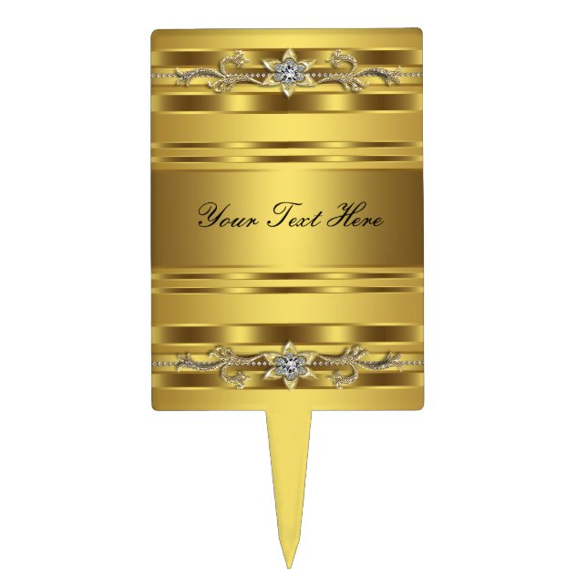 Gold 50th Wedding Anniversary Cake Topper (Front)