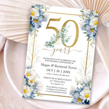 Gold 50th Wedding Anniversary Floral Daisy