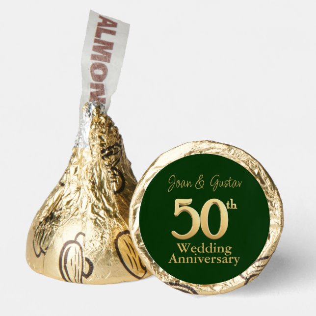 Gold 50th Wedding Anniversary | Green Hershey®'s Kisses® (Front)