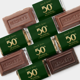 Gold 50th Wedding Anniversary   Green Hershey's Miniatures