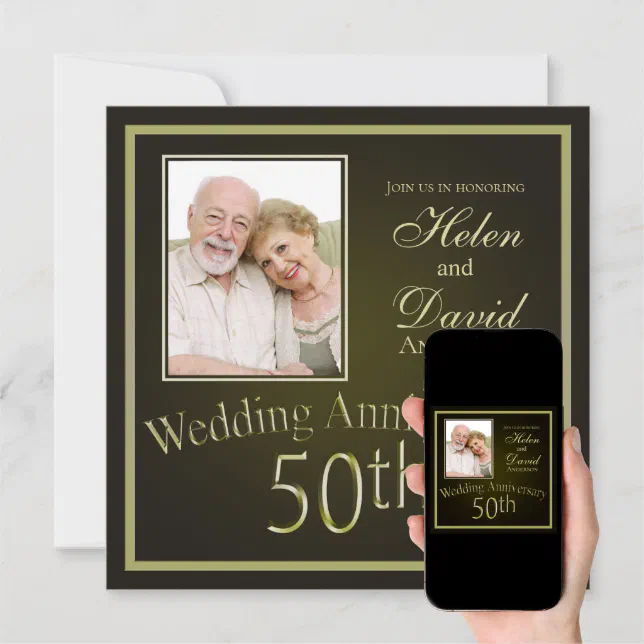 Gold 50th Wedding Anniversary Invitation | Zazzle