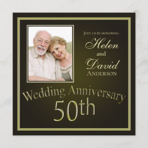 Gold 50th Wedding Anniversary Invitation
