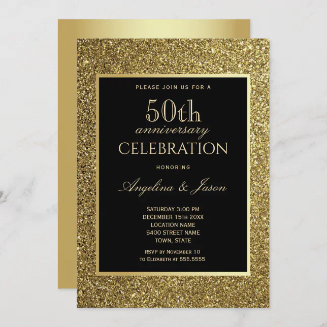 Gold 50th Wedding Anniversary Invitation | Zazzle