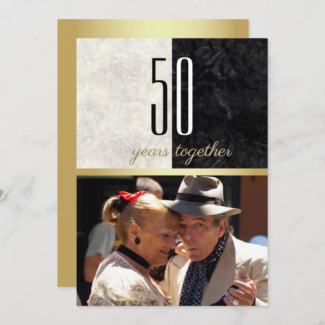 Gold 50th Wedding Anniversary Invitation (Front/Back)