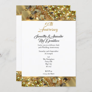 Gold 50th wedding anniversary invitation