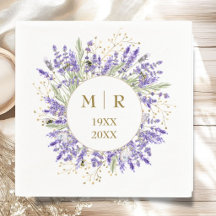 Gold 50th Wedding Anniversary Lavender Napkins