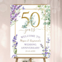 Gold 50th Wedding Anniversary Lavender Welcome