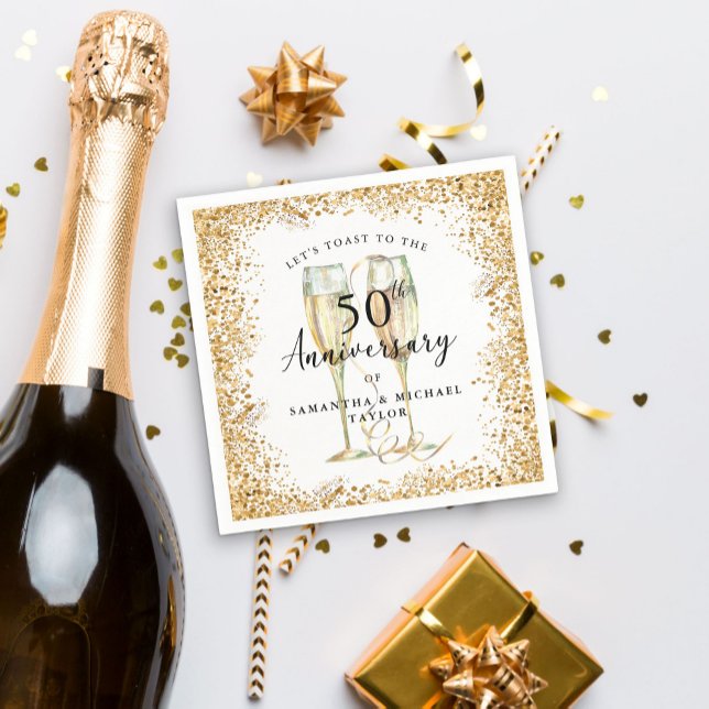 Gold 50th Wedding Anniversary Napkins (Creator Uploaded)