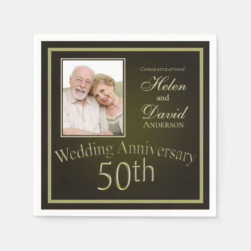 Gold 50th Wedding Anniversary Napkins
