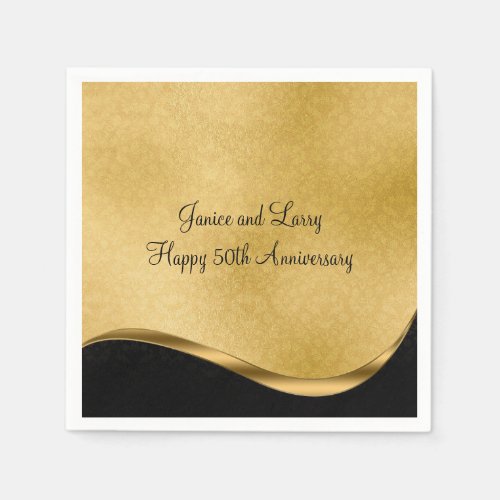 Gold 50th Wedding Anniversary Paper Napkin