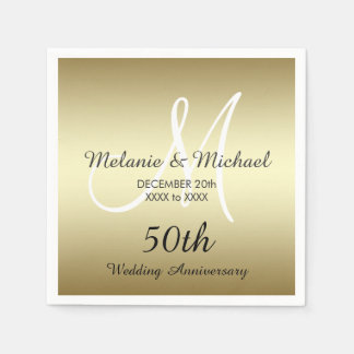 Gold 50th Wedding Anniversary Paper Napkins