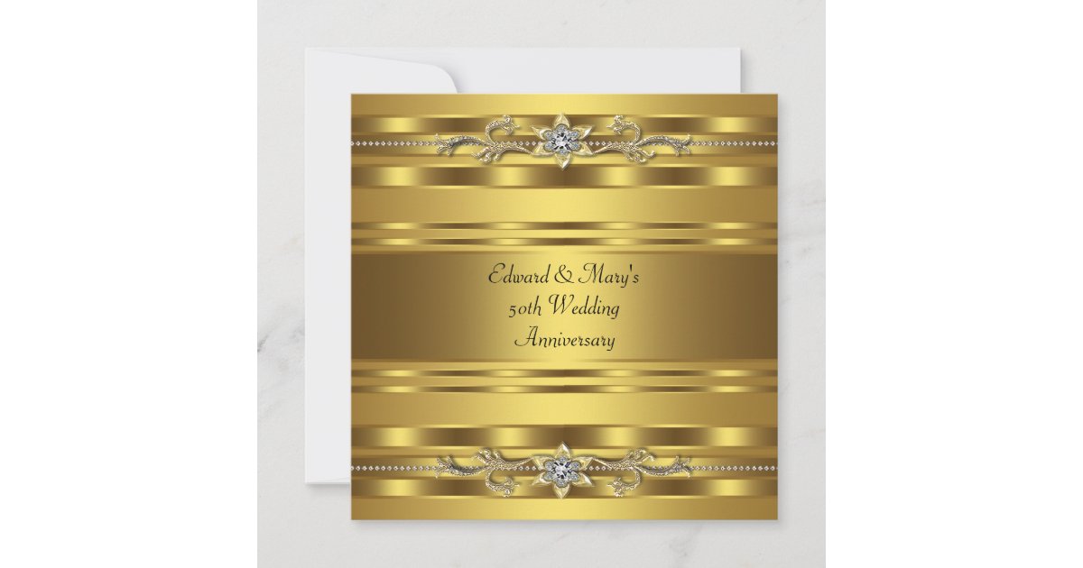 Gold 50th Wedding Anniversary Party Invitation | Zazzle