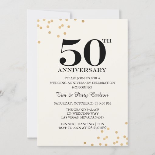 Gold 50th Wedding Anniversary Party invitation | Zazzle