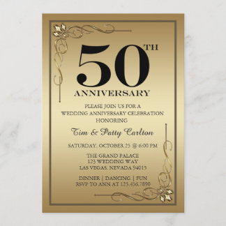 Gold 50th Wedding Anniversary Party invitation