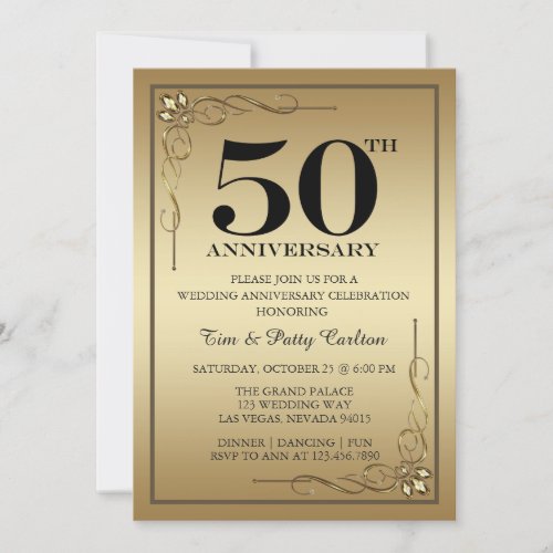Gold 50th Wedding Anniversary Party invitation