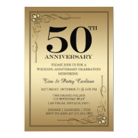 Gold 50th Wedding Anniversary Party invitation