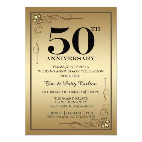 Gold 50th Wedding Anniversary Party invitation