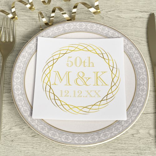 Gold 50th Wedding Anniversary Party Napkins