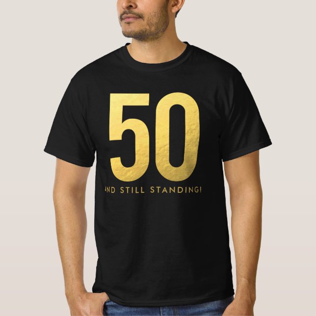 Gold 50th Wedding Anniversary Party T-Shirt (Front)