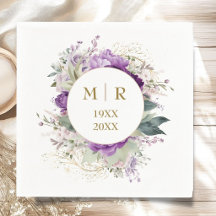 Gold 50th Wedding Anniversary Peony Floral Napkins