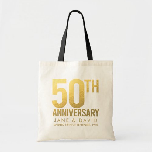 GOLD 50th Wedding Anniversary Personalized Gift Tote Bag