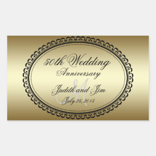 Gold 50th Wedding Anniversary Rectangular Sticker