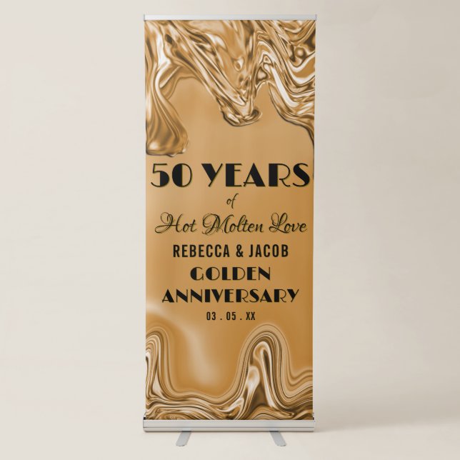 Gold 50th Wedding Anniversary Retractable Banner (Front)